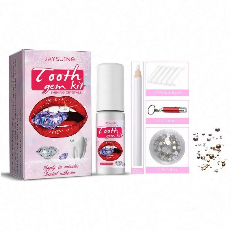 Jaysuing Whitening Studs Denture Acrylic Teeth Crystal Ornament Oral Hygiene Decoration Tooth Gem Kit