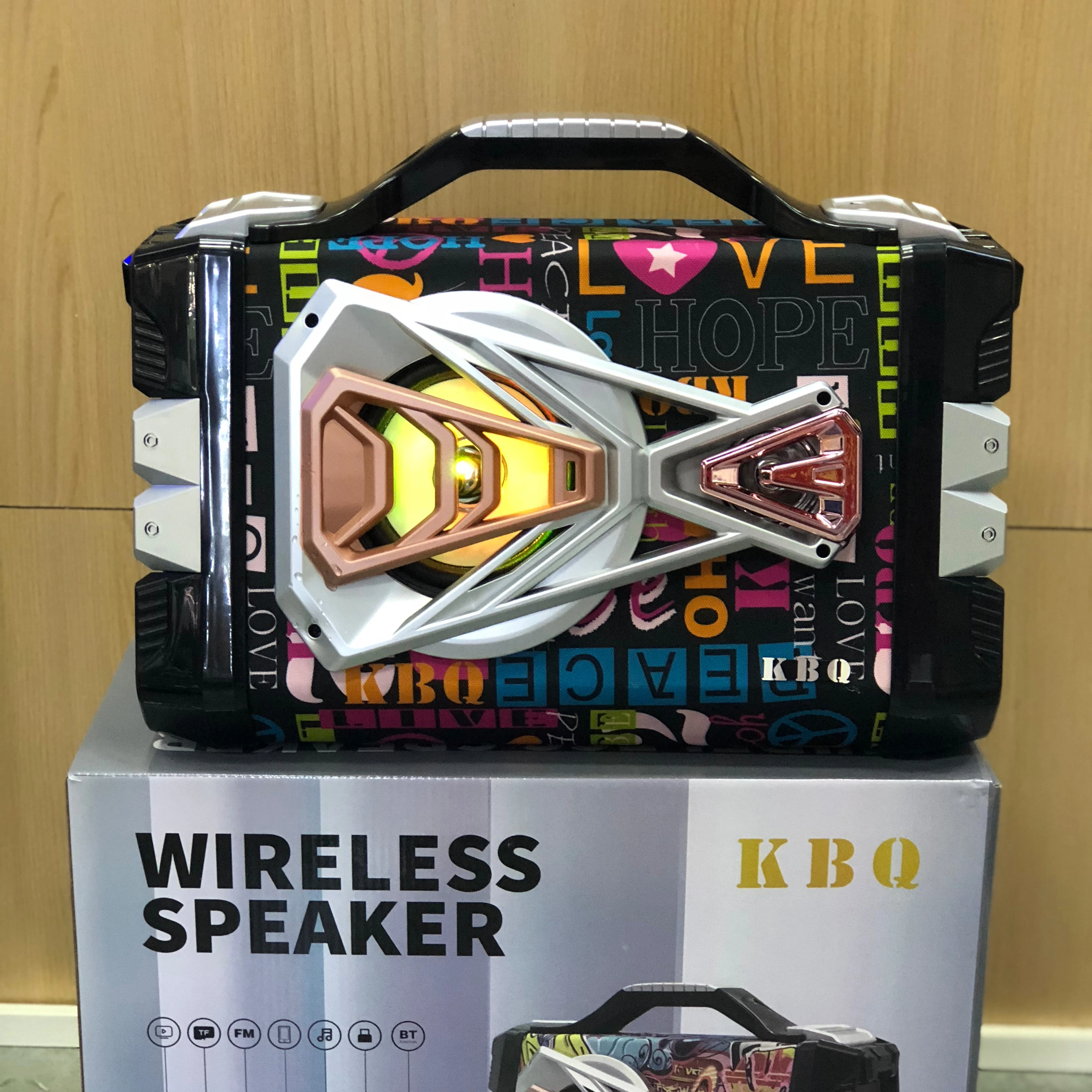 High quality 20W KBQ-201 wireless speaker Karaoke Portable speaker USB TF FM AUX KBQ201 Multimedia Speaker with wired Microphone