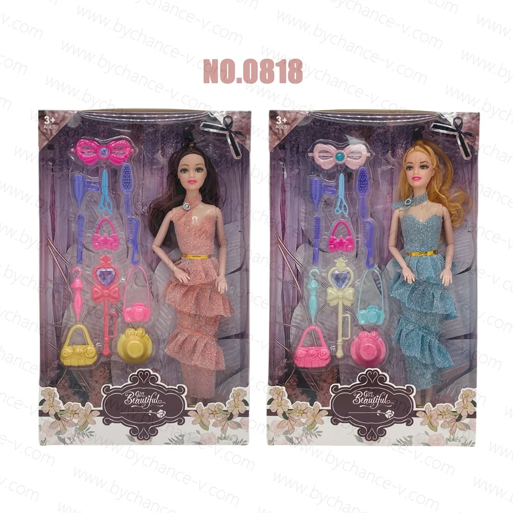 Best gift for young girls wedding groom and bride doll with beautiful evening dress princess dress girls pretend play hot toy