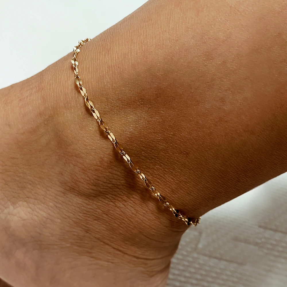 Cheap Wholesale  Adjustable Stainless Steel Gold  Lip Shape  Chain Anklets For Women