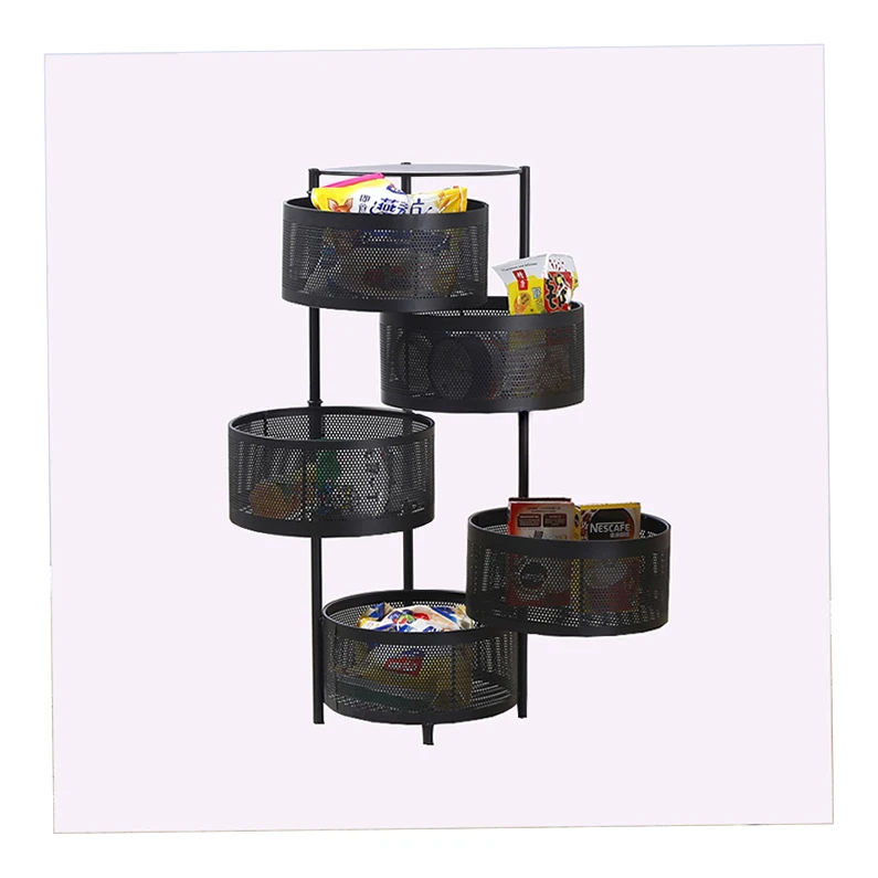 Wholesale Oem 4 tier kitchen rotating square rotating storage metal vegetable rack