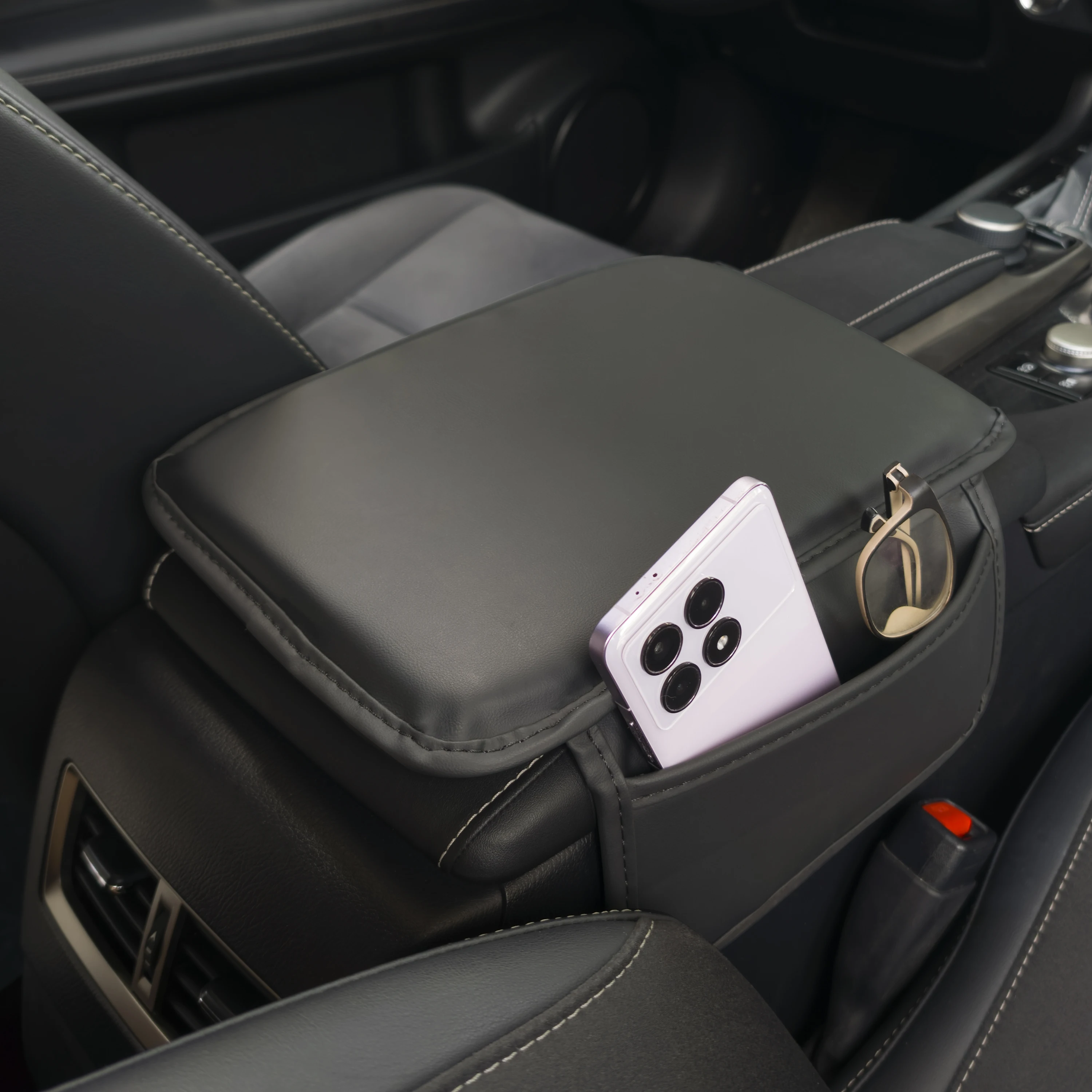 Universal Thickened PVC Leather Storage Pocket Central Armrest Box Pad for Car Memory Cotton Protective Accessory