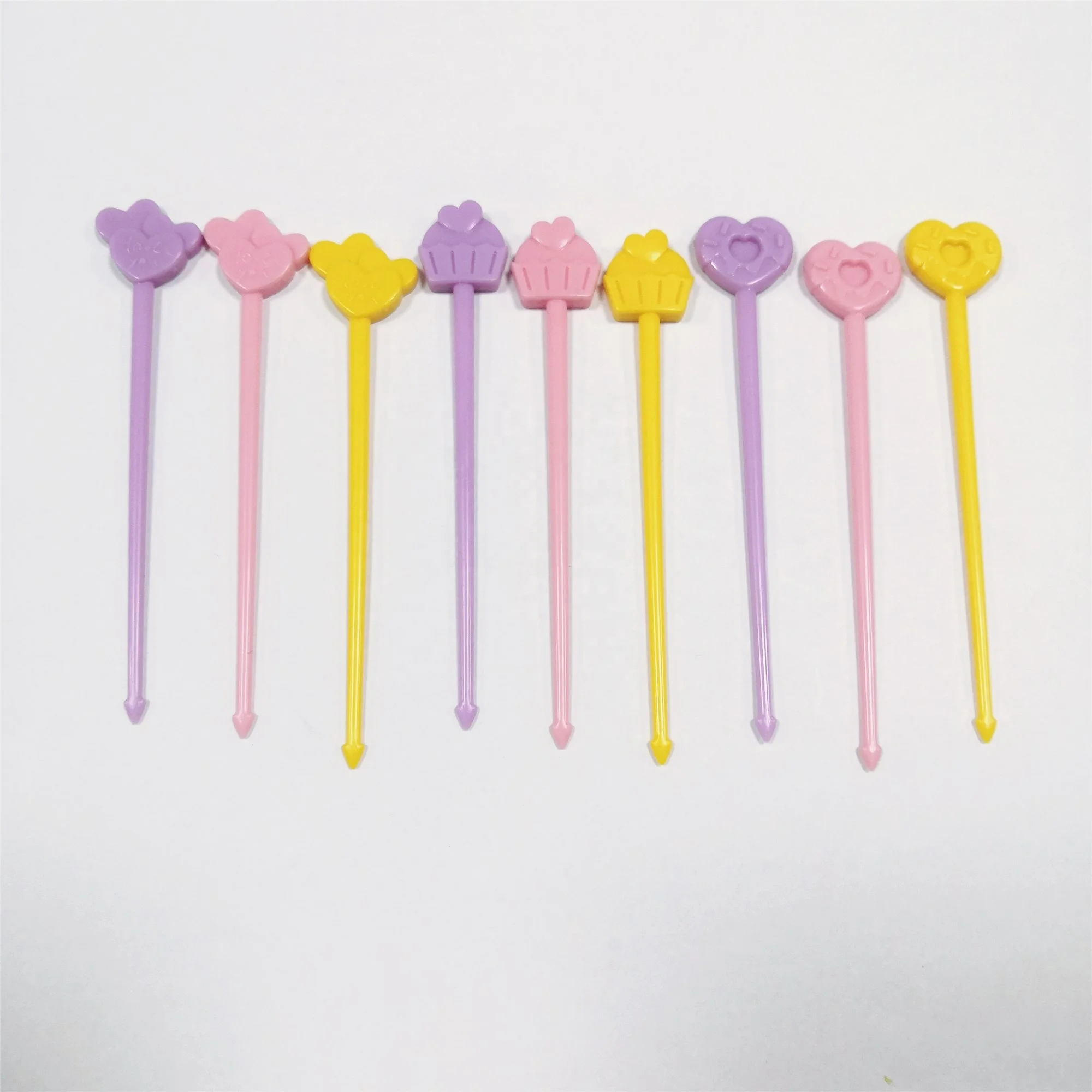 Plastic fruit skewers dessert cocktail skewer long food picks heart food picks
