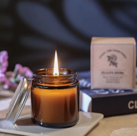 Free sample Christmas Soy Wax Glass Jar Scented Candle with folding box