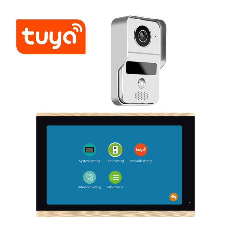 Tuya wifi IP video door intercom system alexa with Google home support unlock night vision and 7 inch touch indoor monitor