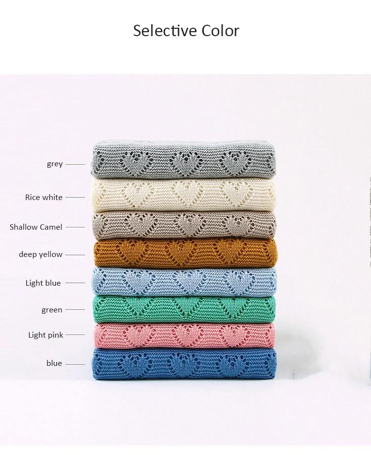 Crochet Summer Knit Blue 100% Organic Cotton Baby Blanket For Kids Baby