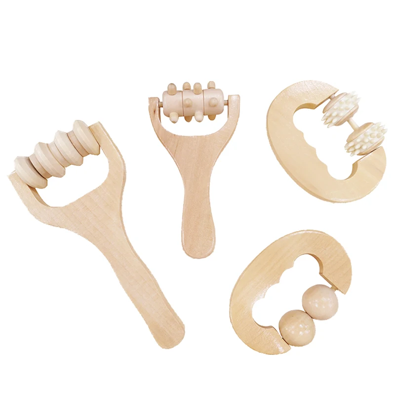Facial Mini Handheld Massage Roller for Sore Muscle Wood Therapy Massage Tools for Body Wooden Fascia Roller for Deep Tissue