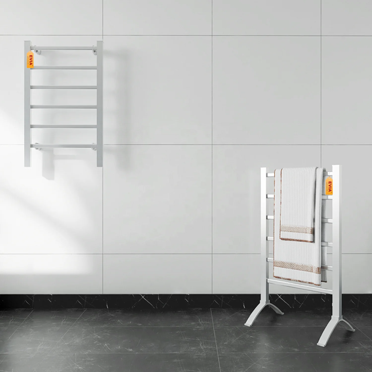 EVIA Manufacturer 2 In 1 Wall Mounted And Floor Stand Radiator Towel Holder Rail