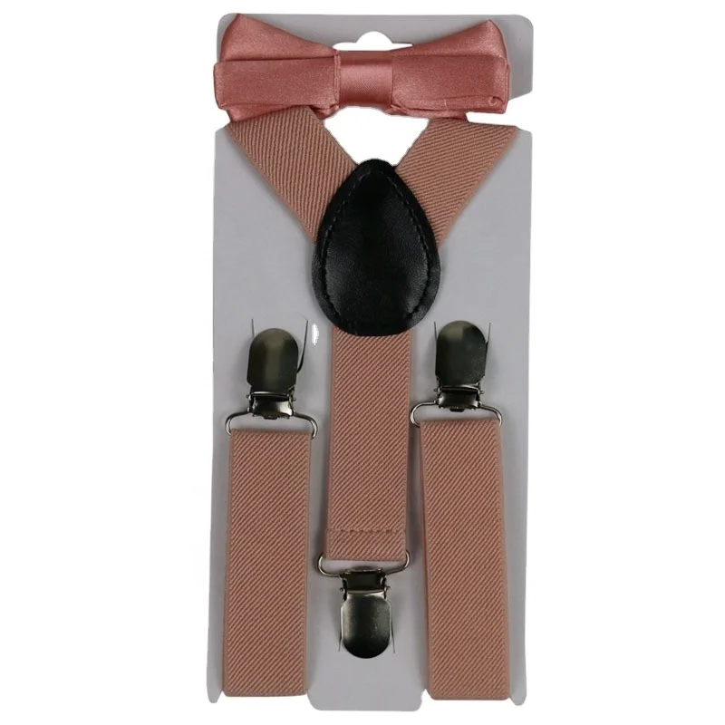 Boys & Girls Children Suspender Clip-on Y-Back Elastic Suspender With Satin  Bow Tie
