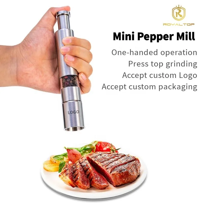 Premium kitchen Grinder stainless steel Spice Shaker Mini salt and pepper Mill for Peppercorns Sea salt Himalayan salt