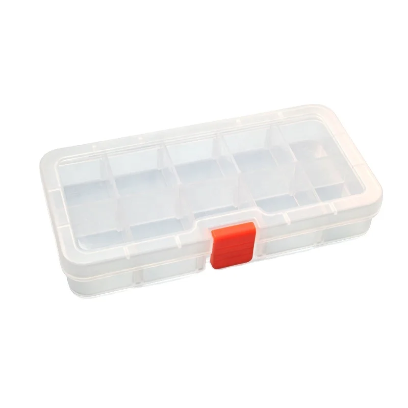 High Quality 10 Grid Small Size Plastic Transparent Storage Box for Tool Storage