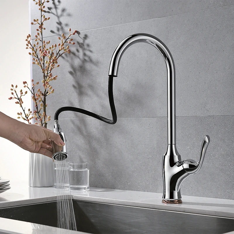 Brushed Nickel CUPC NSF Pull Down Sprayer Single Handle Kitchen Sink Faucet 304 Stainless Steel Black and Gold Sale CLASSIC Core