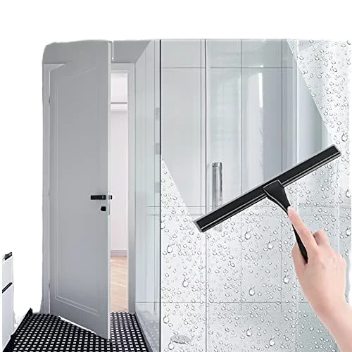 Hot 10-inch Black Stainless Steel Blade Wiper with Rubber for Household Bathroom Window Floor Cleaning with Hook