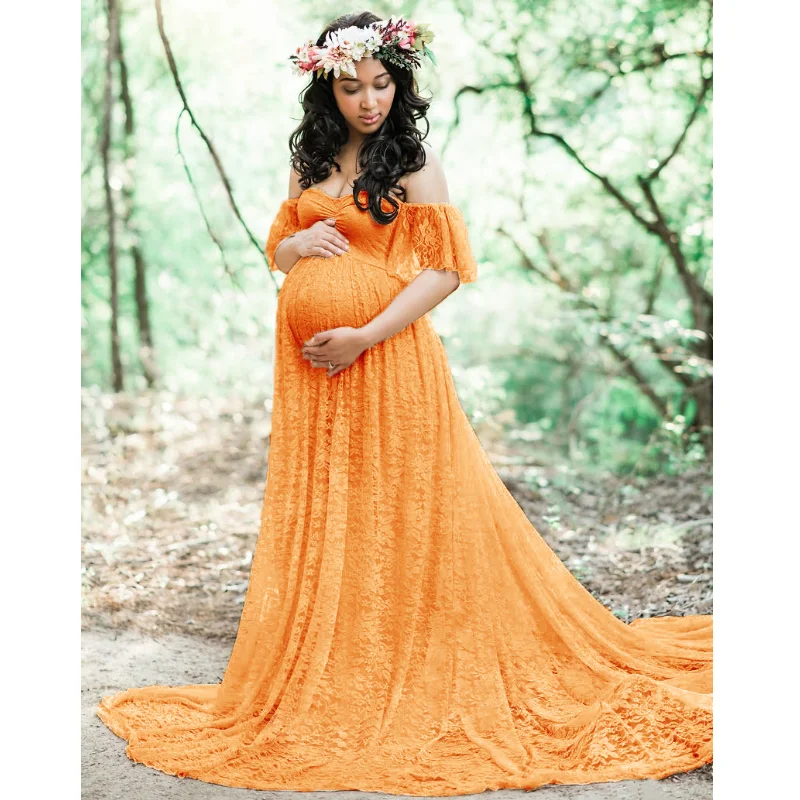 New Design Hot Sale Multicolor Maternity Dresses Lace Short Sleeve Dress For Photo Shoot