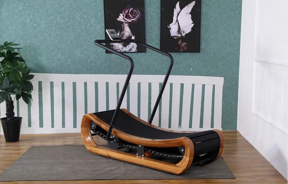 Wholesale Professional Gym Equipment Cardio Training Wooden Unpowered Curved Treadmill Running Machine