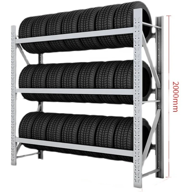 JZD heavy duty 1.5mm post metal shelf tire storage rack tyre displacement rack for auto shop garage workshop