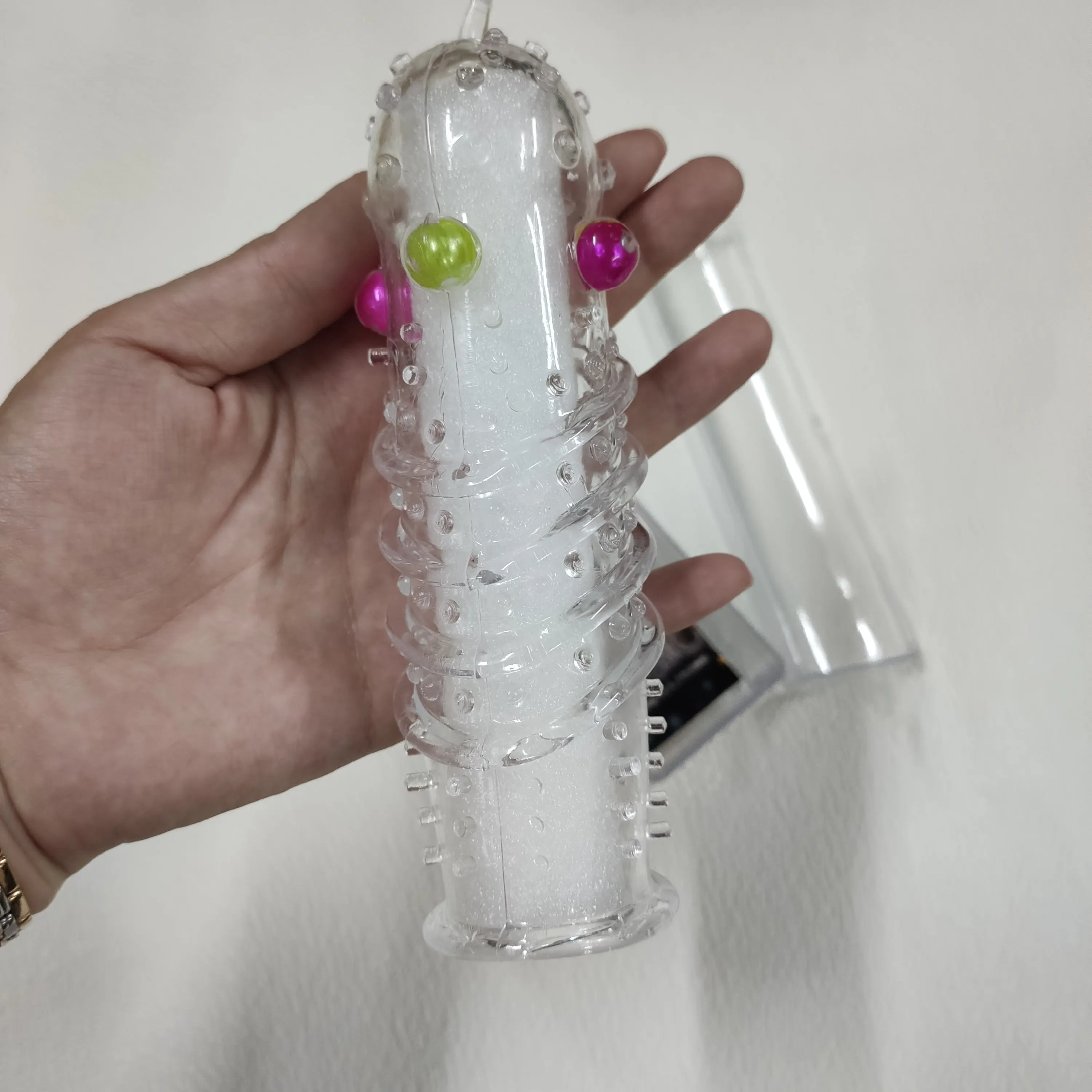 Crystal Pearl Reusable Delayed Ejaculation Men Dildo Cock Penis Sleeve Extension Enlargement Products