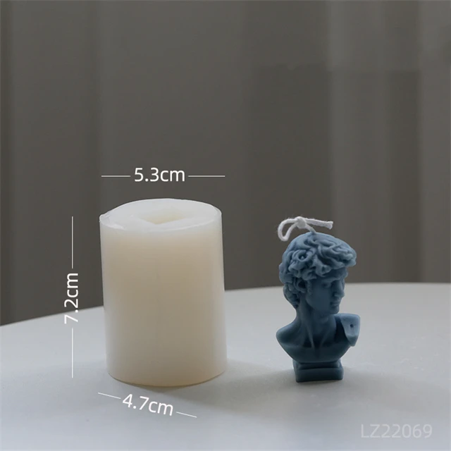 M131 3D Large David candle resin mould DIY gypsum plaster Portrait Wax sculpture David Head Candle silicone mold
