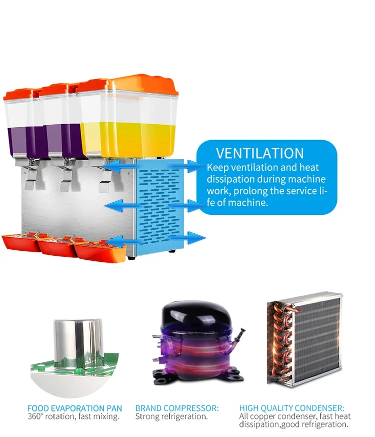 Heavybao Commercial Fruit Juice Dispenser Automatic Hot/Cold Drink Beverage Dispenser for Catering Electrical Drinks Beverages