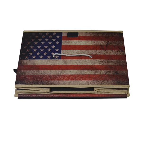 Leather printing collapsible toy storage box with lid