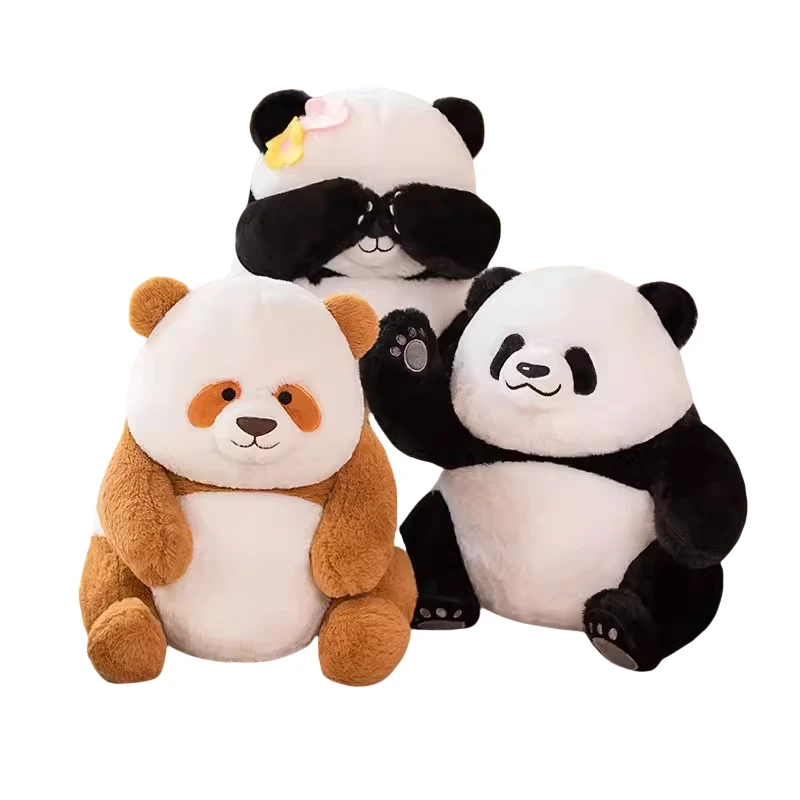 2023 famous Chinese baby panda stuffed plush animal toy soft furry doll customized stuffed cute panda decorate keychain