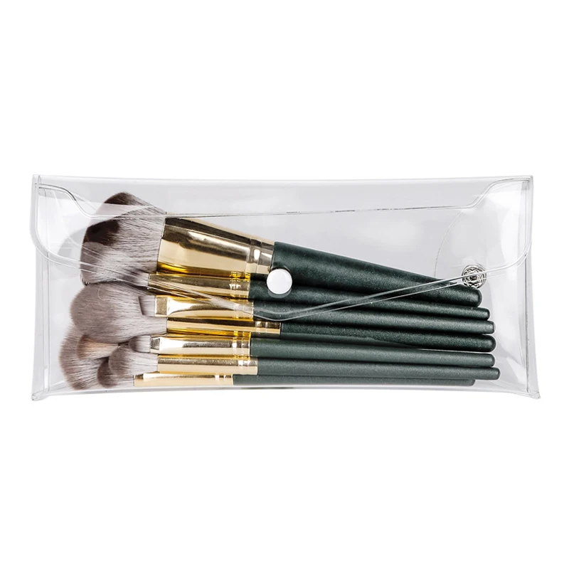 Wholesale Promotional Cheap Portable 3 Sizes Snap Button Closure Small Clear Makeup Bag Set Transparent PVC Cosmetic Pouch Bag