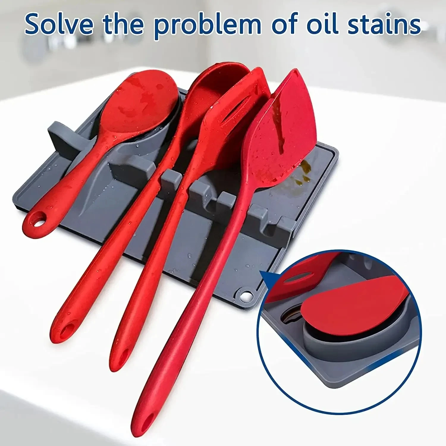 High quality cooking pot holder spoon holder silicone tableware rest tool silicone tableware rest with drip pad