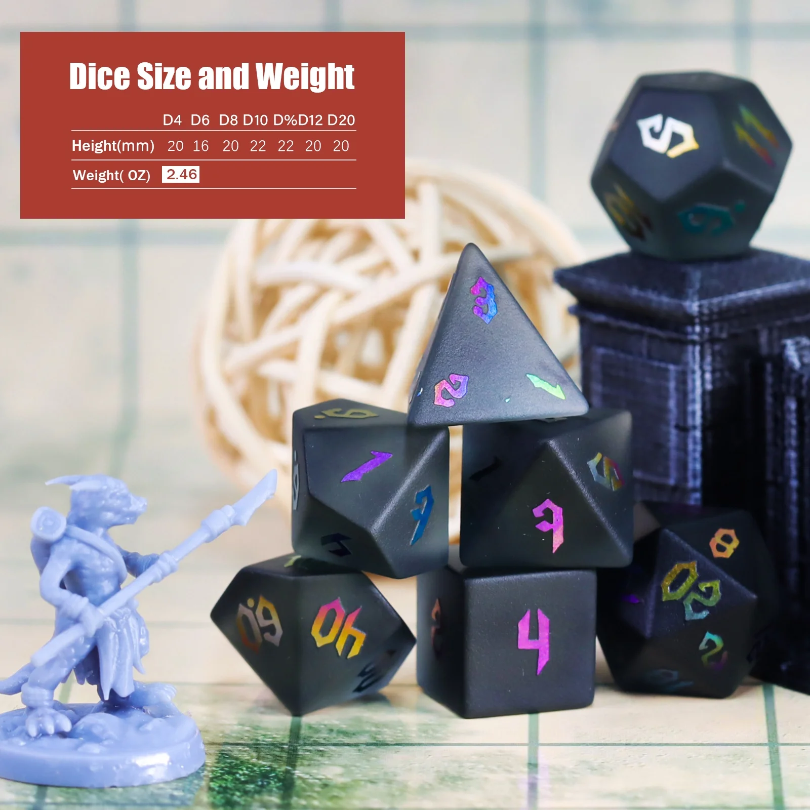 DND Dice Manufacturing Frosted Clear RPG Dice Grey Gemstone Dice for Dungeons and Dragons