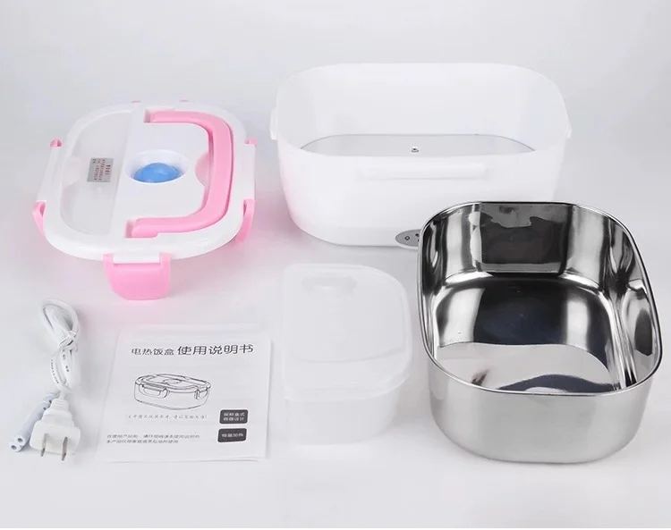 Electric Lunch Box 304 Stainless Steel Inner Pot Lunch Box Set Portable Heated Food Warmer Box 12V/24V/220V for Office/Car/Truck