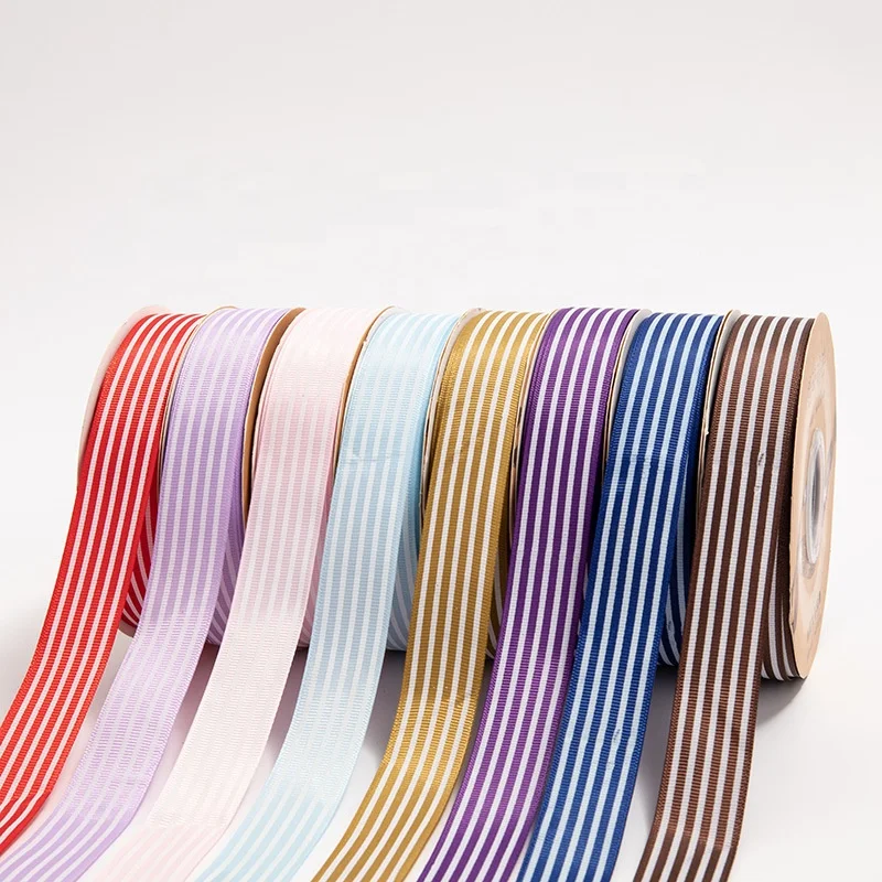 Hot sale retail diy gift grosgrain knitting striped webbing Decorative Grosgrain Ribbon Wholesale
