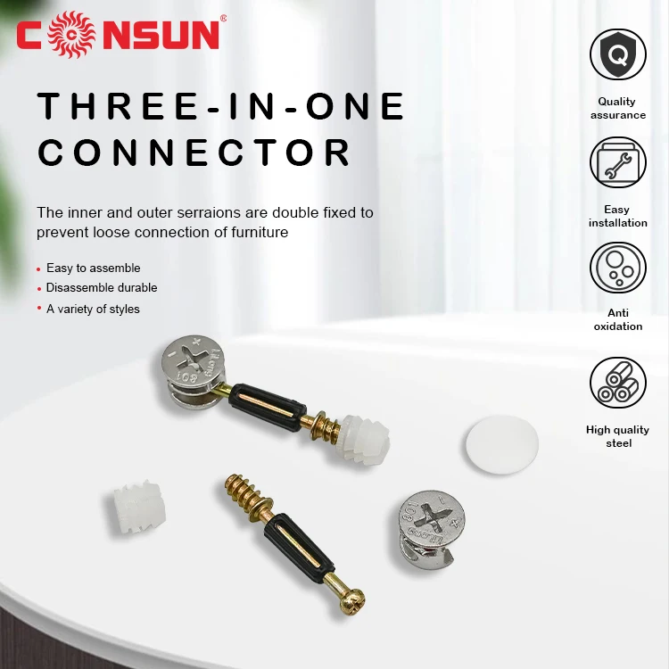 CONSUN Furniture Connect Fittings 3 in 1 connectors Cabinet Connecting Screws