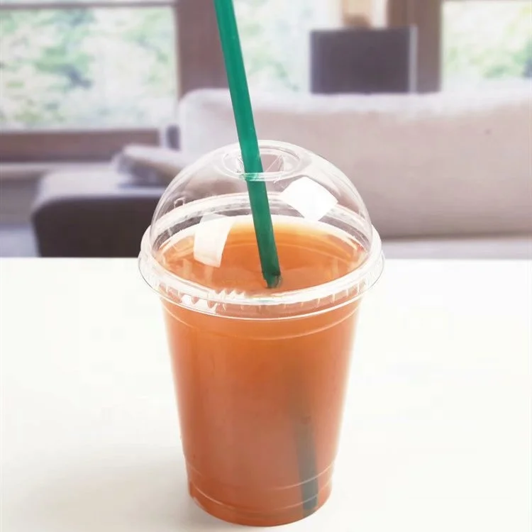 Disposable Clear Boba Juice Milktea Plastic Cups With Flat And Dome Lids 5oz 6oz 8oz 24oz 32oz