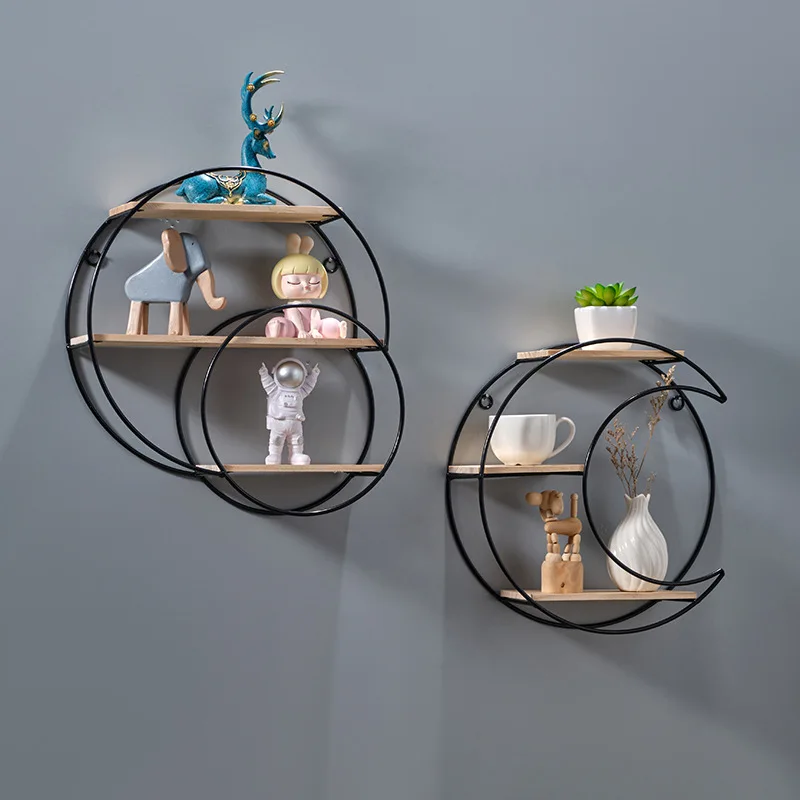 Nordic Creative Restaurant Wall Decoration Rack Wall Storage Rack Cold Drink Shop Wall Rack Without Punching