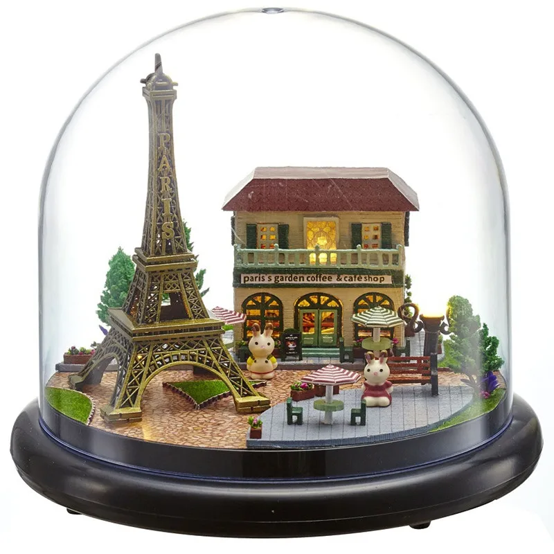 Miniature DIY Dollhouse Rotate Music Box Happy ferris wheel DIY Dollhouse Doll House Casa Toys With Furnitures Doll Houses