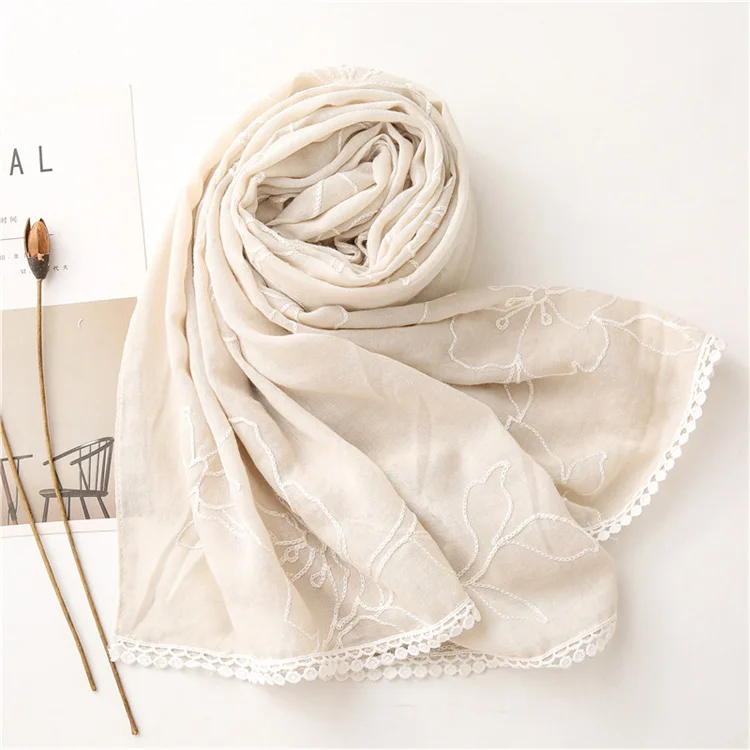 HEFT BOOOGE Warm Autumn Pure Color Embroidered Designer Scarf and Shawl