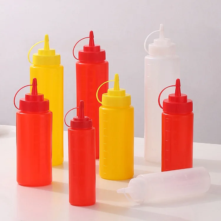 120ml 250ml 350ml 450ml 500ml 680ml 800ml 1000ml 1L HDPE Plastic pointed mouth tomato Sauce Salad seasoning Squeeze