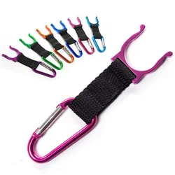 HXY custom portable plastic clip nylon polyester strap hanging lanyard water bottle holder carabiner short strap for hiking