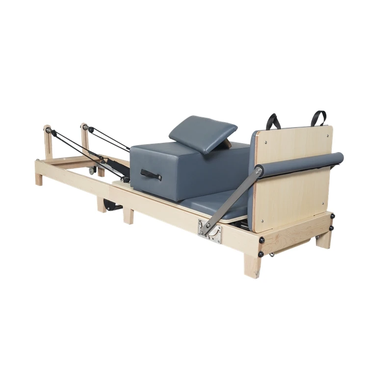 Foldable pilates reformer wood white bed - nour advanced premium pilates durable white reformer with box and jump board