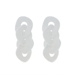 Girls Colorful Acrylic Chain Buckle Large Earrings Charm Oval Long Tassels Earrings
