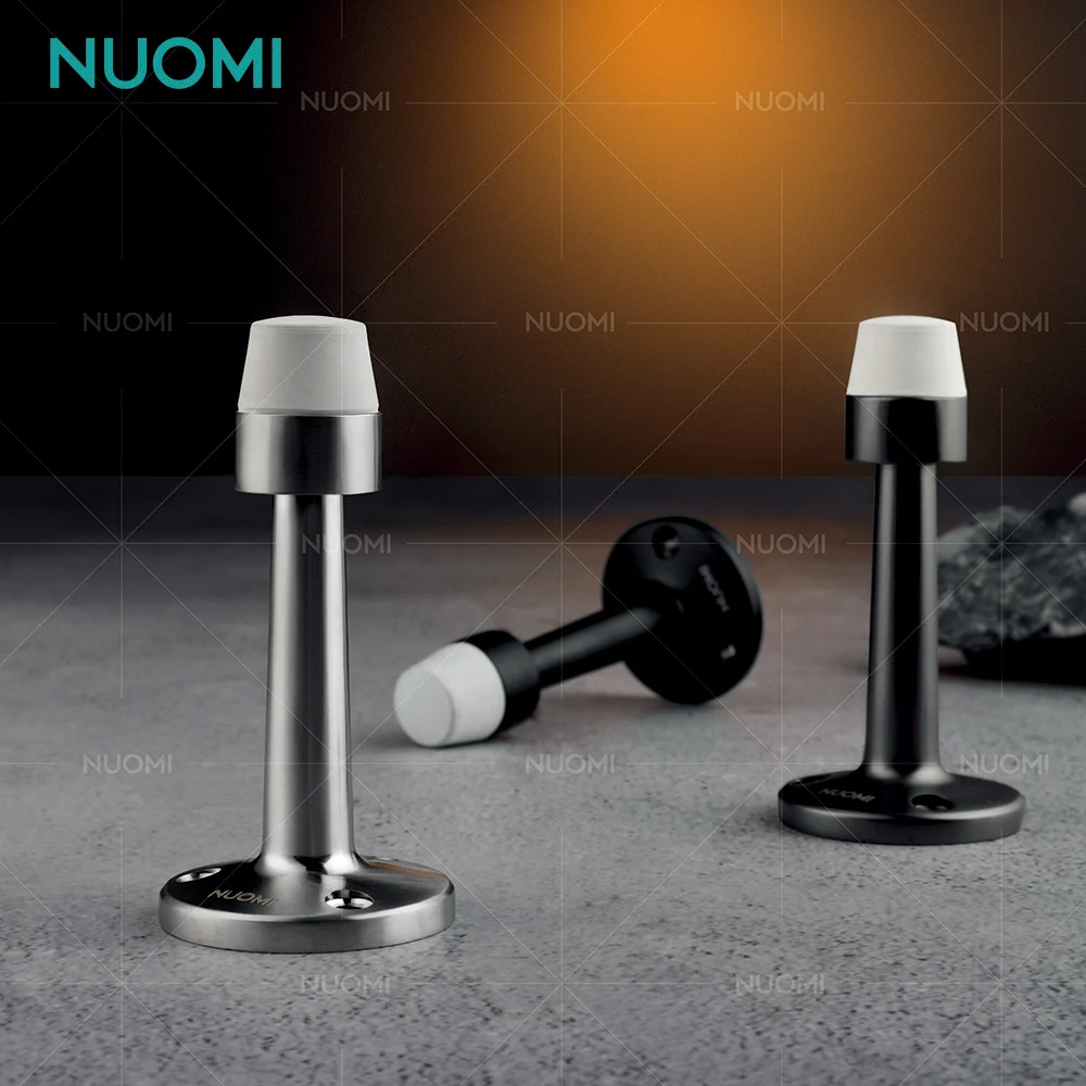 NUOMI Stainless Steel Round Door Stopper Floor Mounted Sound Dampening Door Top Stop Bumper Wall Protector Rubber Door Stopper
