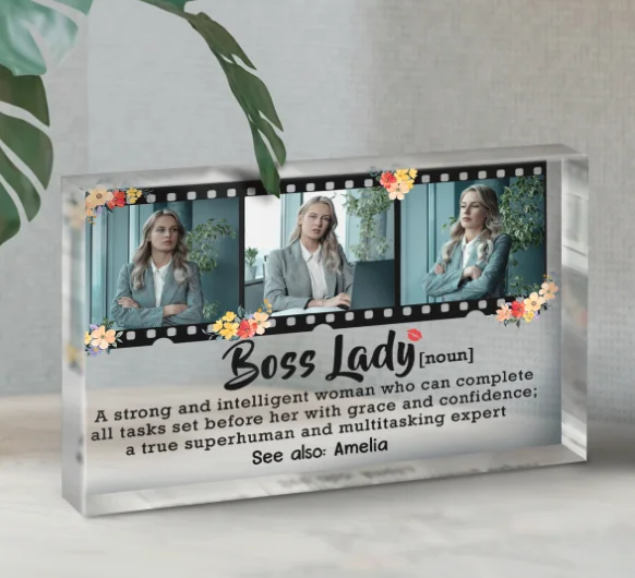 Acrylic gift for Boss Lady Definition Personalized Photo Acrylic Plaque Christmas Gift For Female Manager