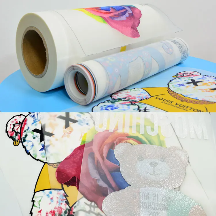 Hot selling A2 60cmx100m size A3 30 33cmx100m size roll heat transfer pet film for dtf print