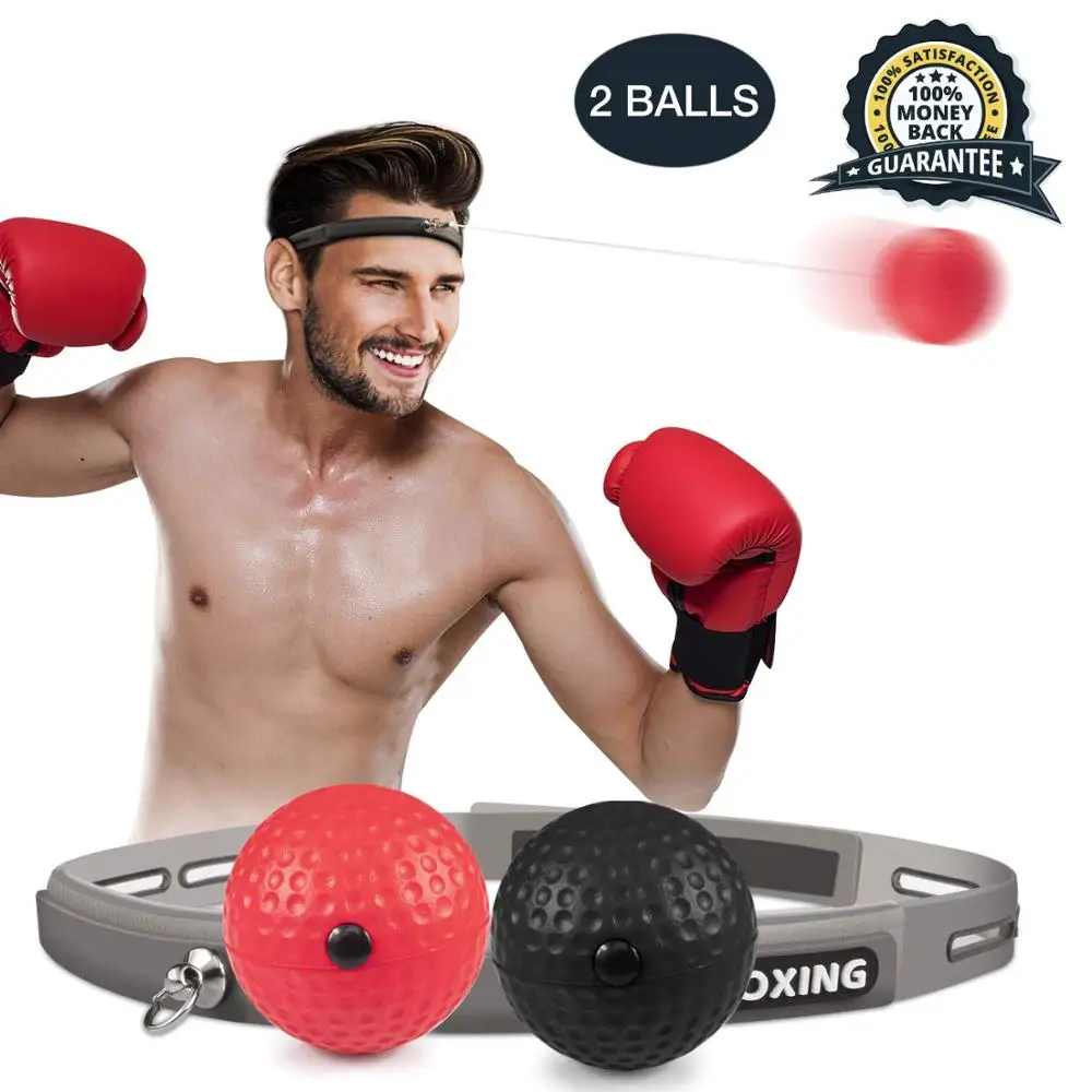 Мяч для тренировки реакции набор 2 уровня сложности боксерский мяч с повязкой на голову