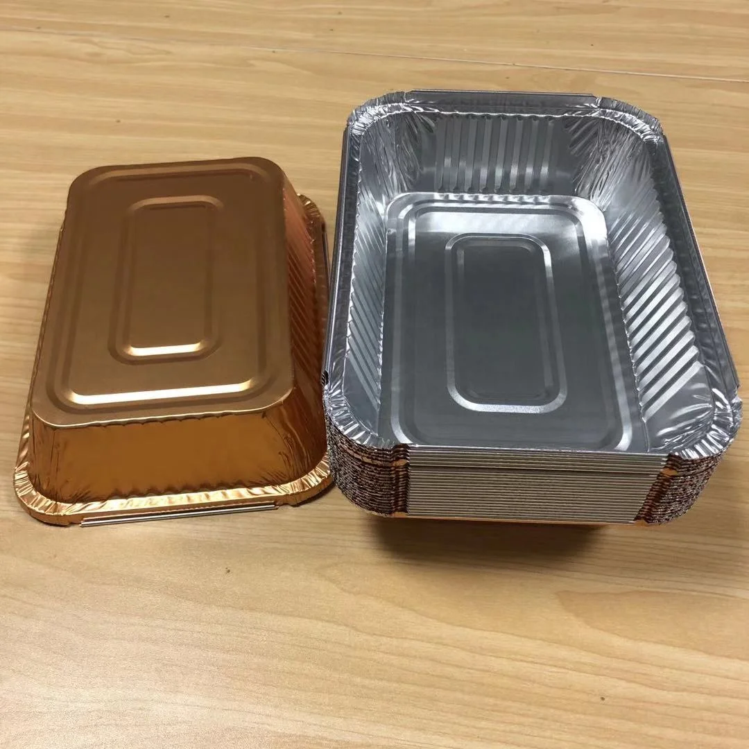 8*5 inches oven safe 1000ML Large Capacity Disposable Rectangle Colored  Aluminum Foil  Container Food Grade aluminum tray