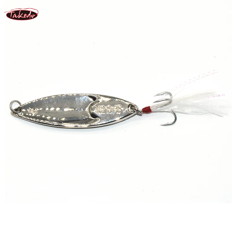 TAKEDO LW23 3g 5g 7g 10g 15g 20g Fish Scale Pattern Leech Spinnerbait Blood Slot Feather Hook Jigging Metal Fishing Spoon Blanks