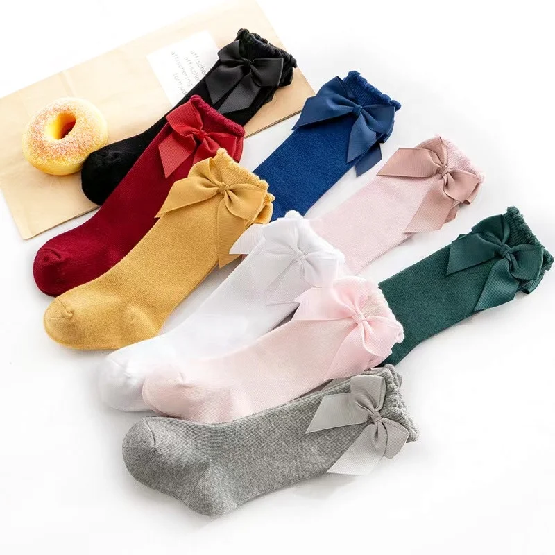 Распродажа испанские детские носки принцессы хлопковые чулки с бантом для девочек от 0 до 12 месяцев