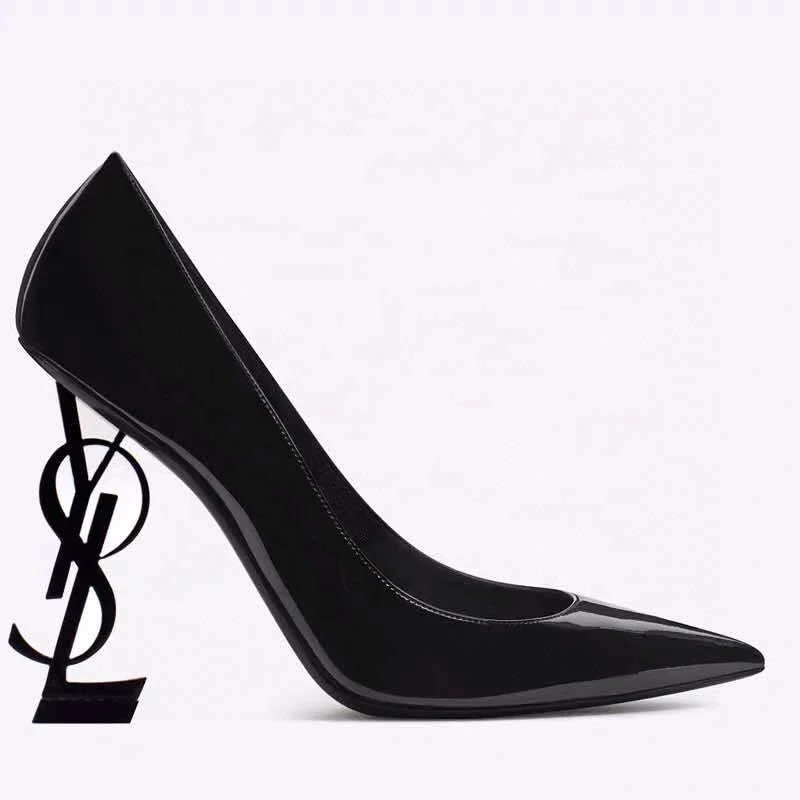 Top Version Brand Luxury Designer Shoes Women Black Gold Heels Pumps Sandals Patent Leather Fashion Wedding Women Sexy Shoes