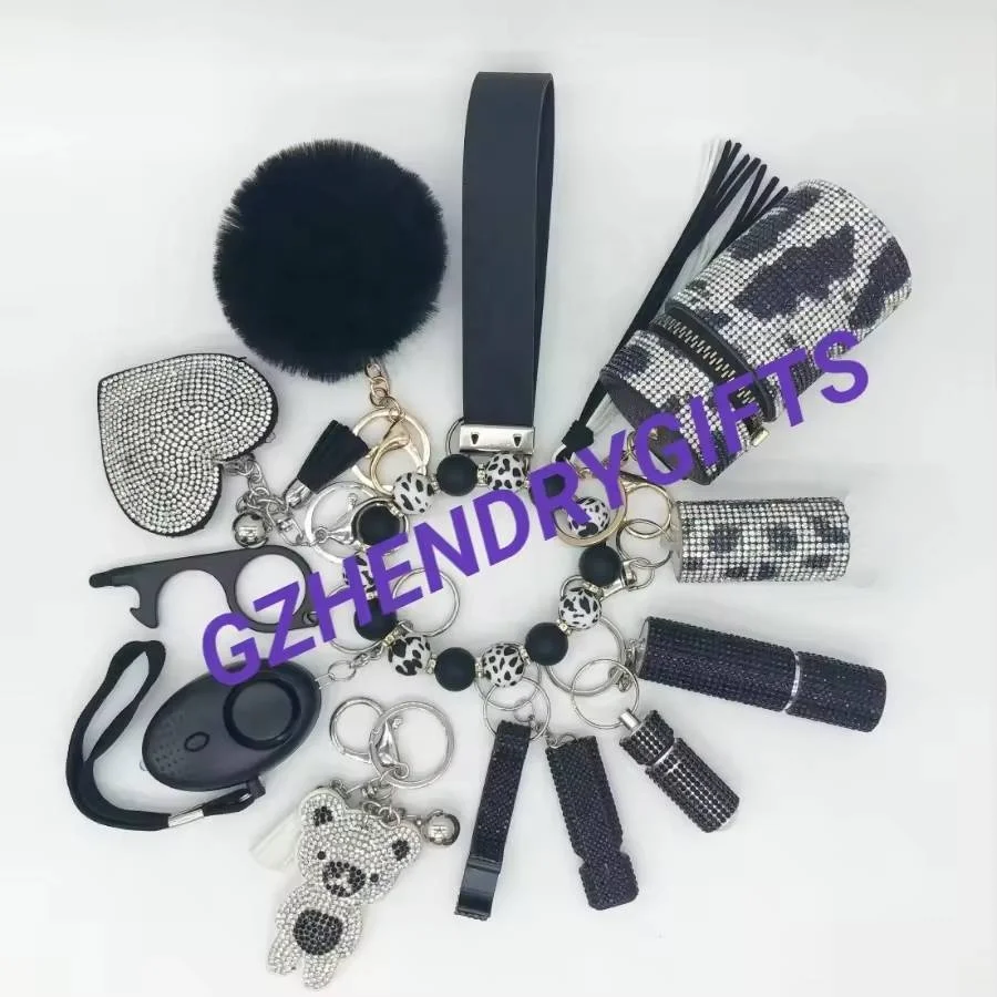 Promotional LED Flashlight Window Breaker Girls Plastic Spray Shell Safety Keychain Tactical Alloy Women Self Defense Tools