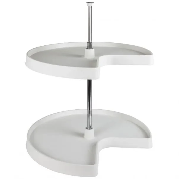 White 28-inch 2-shelf Kidney Shaped Lazy Susan Corner Kitchen Cabinet Storage Organizer