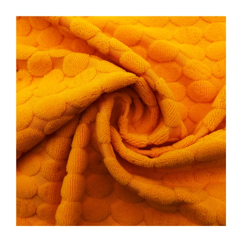 2023 new design Oval shaped towel terry fabric 94%polyester 6%spandex warm jacquard terry knitted fabric for garments